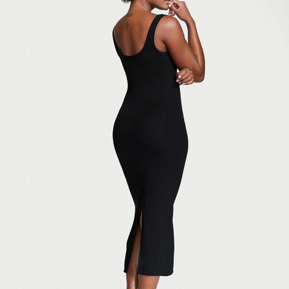 Victoria's Secret Black Sleeveless Ribbed Modal  Slip Dress Size - XL - Picture 3 of 5